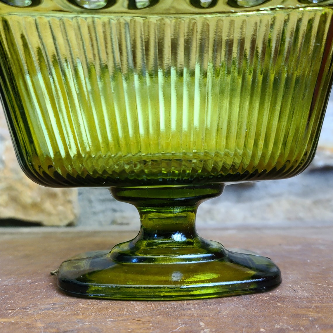 Vintage Candy Dish With Lid Rectangular Covered Dish Green Etsy