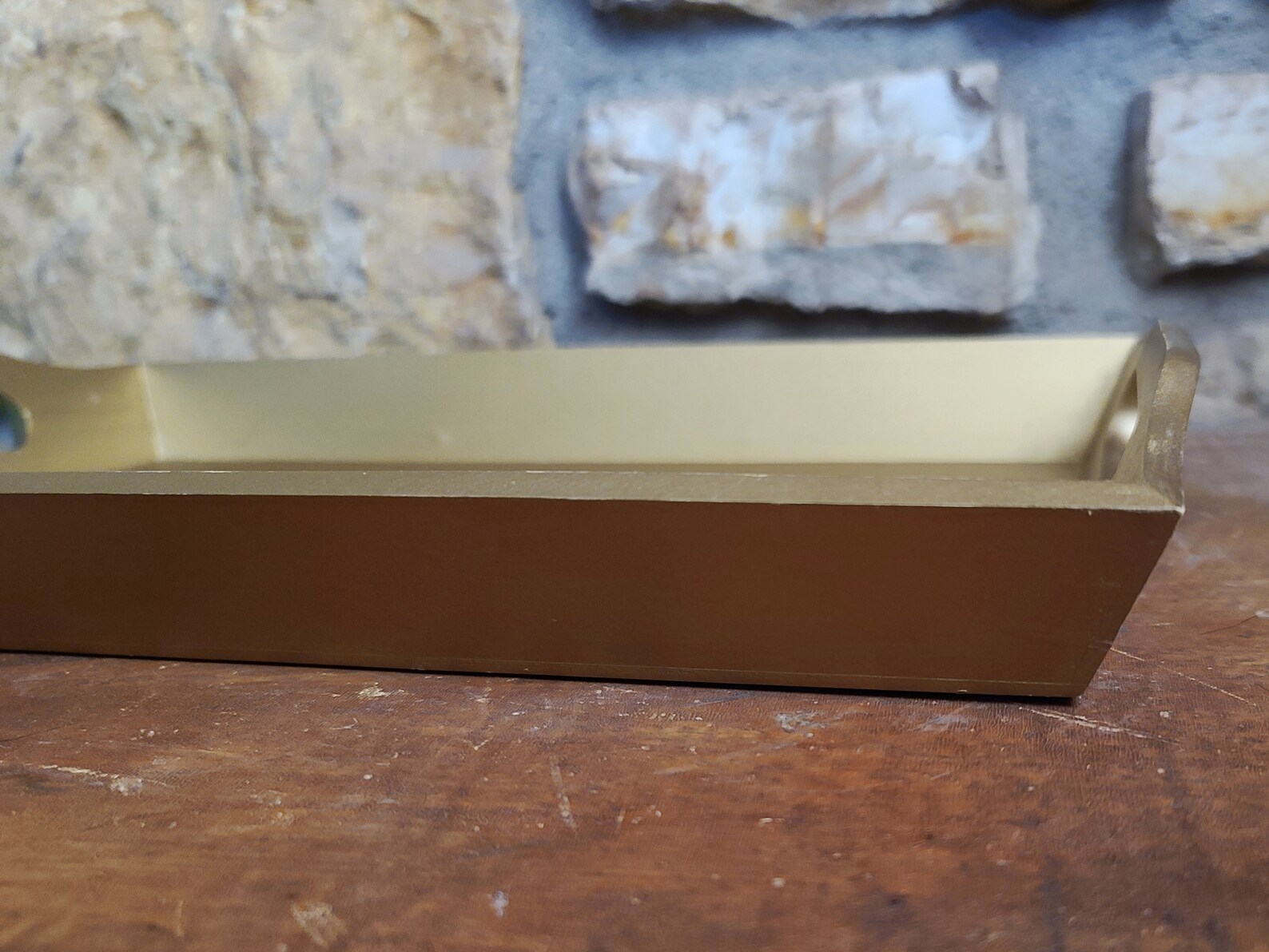 Gold Wooden Serving Tray With Handles Coffee Station Platter - Etsy