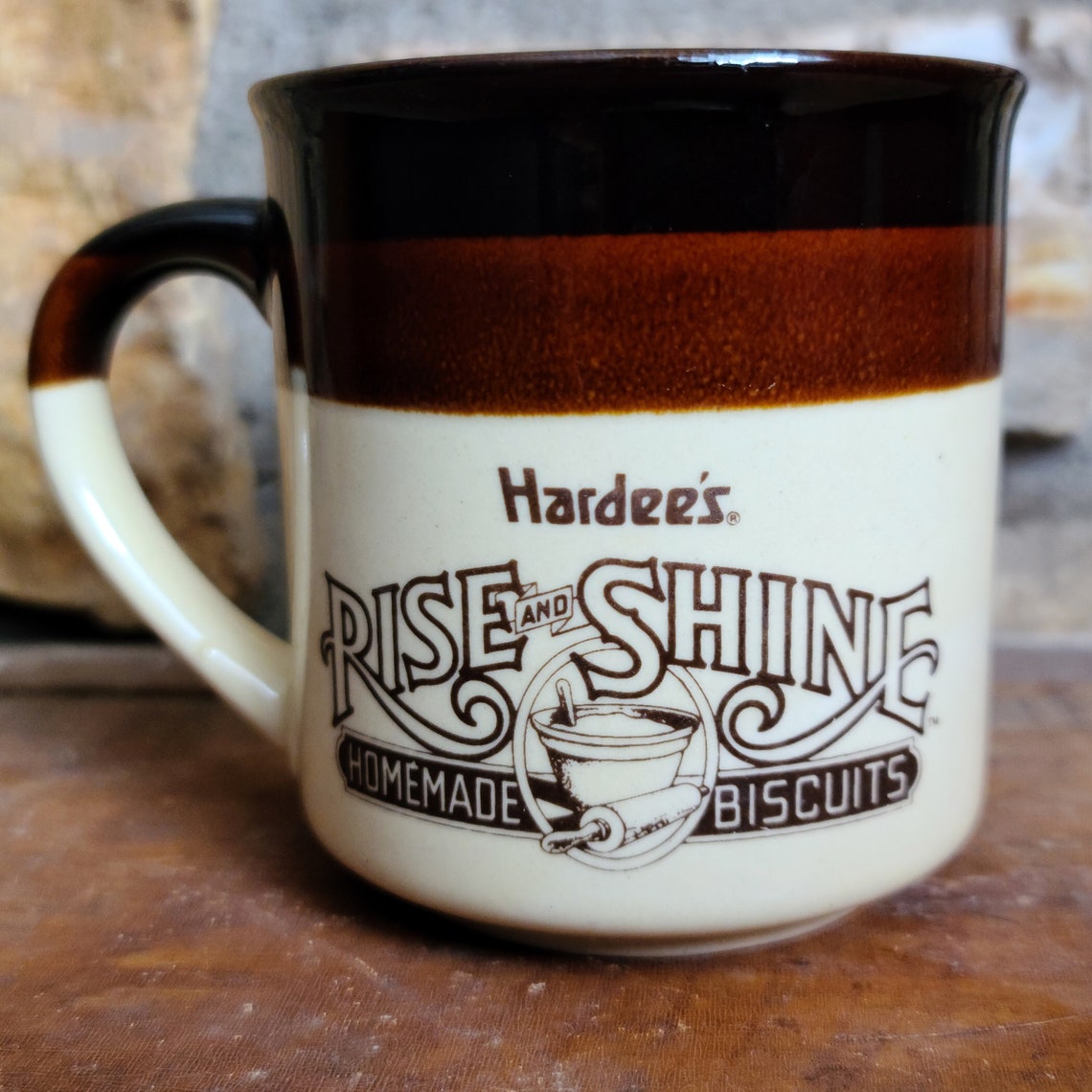Vintage Brown Coffee Mug Hardee's Rise & Shine Coffee Etsy