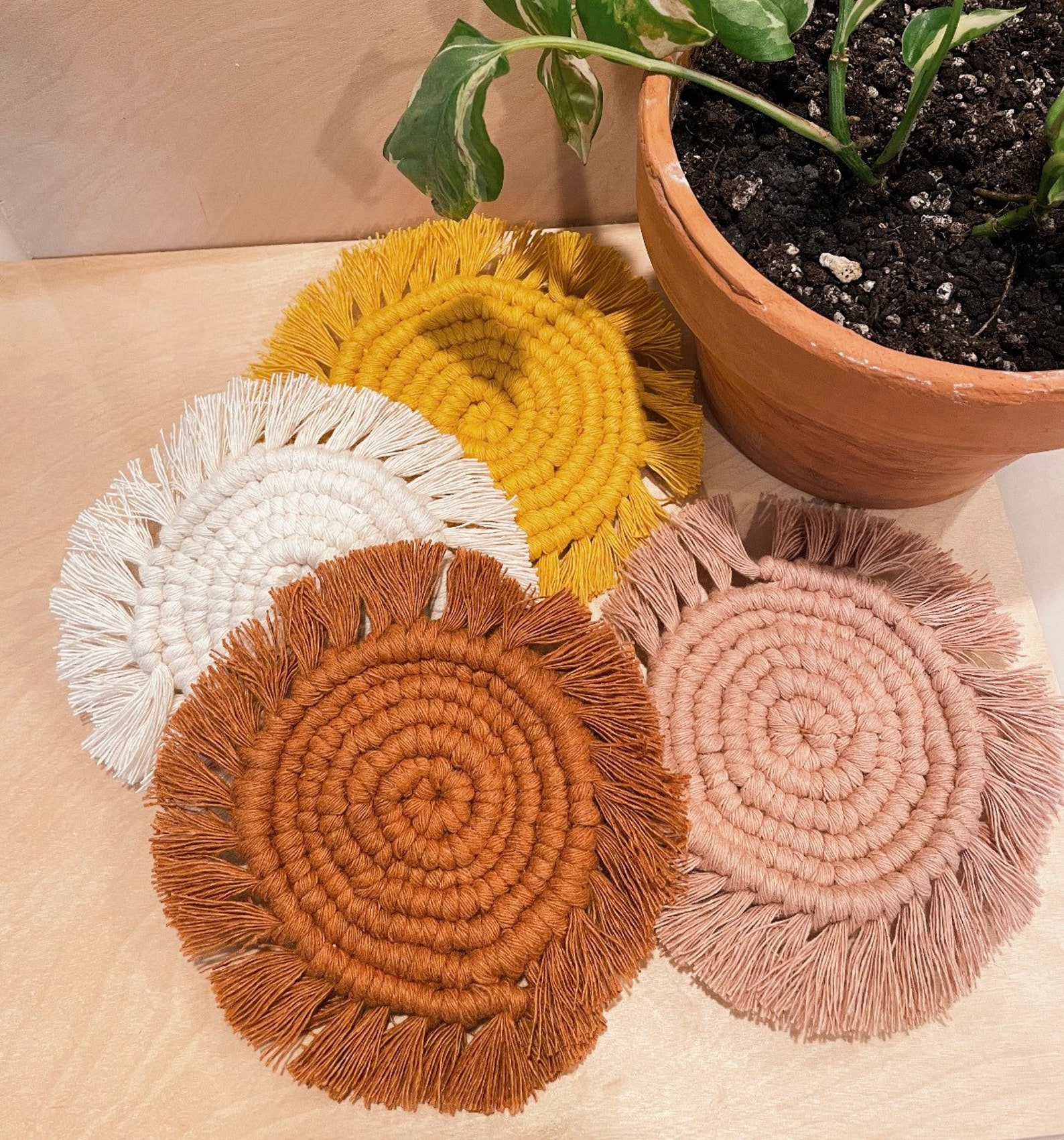Macrame coasters Etsy