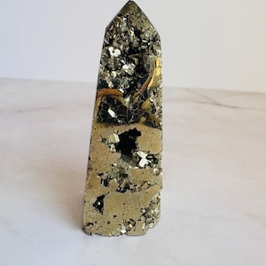 Pyrite Pyramid Point Peruvian Palm Size Metal Crystal Natural Specimen