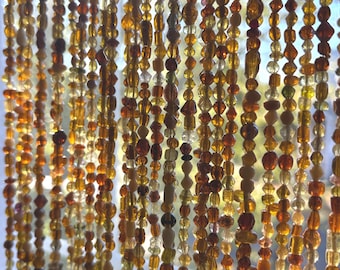 Bead Curtains: Golden Amber Light Boho, All Glass Hippie Style Handmade Sun Catcher