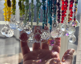 Bead Suncatchers: Choose Your Colors (pick 2) Glass Prism Hippie Style Light Catchers