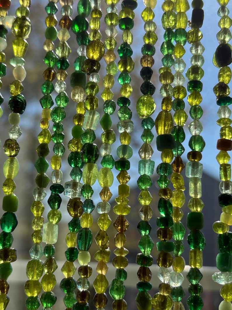 Bead Curtains: Green Garden Light Boho, All Glass Hippie Style Handmade Sun Catcher image 16