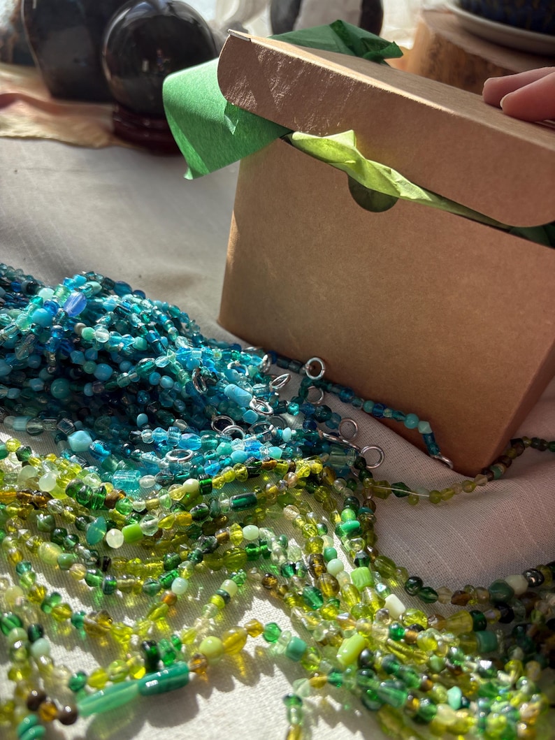 Bead Curtains: Green Garden Light Boho, All Glass Hippie Style Handmade Sun Catcher image 15