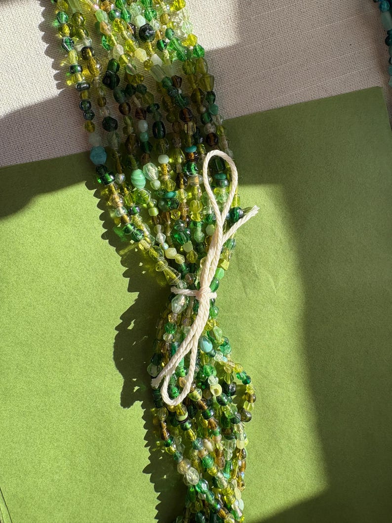 Bead Curtains: Green Garden Light Boho, All Glass Hippie Style Handmade Sun Catcher image 17