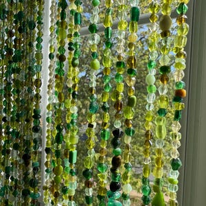 Bead Curtains: Green Garden Light Boho, All Glass Hippie Style Handmade Sun Catcher image 12
