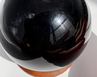 Powerful Black Obsidian Mirror Ball for Scrying, Meditation, Shadow Work, Reflection
