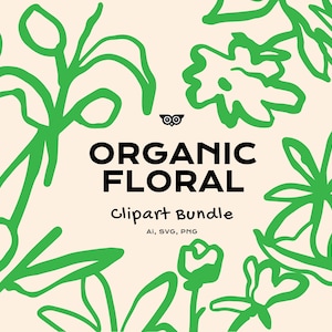 Paquete de imágenes prediseñadas florales orgánicas, flores dibujadas a mano PNG, vectores de flores, dibujo botánico abstracto SVG