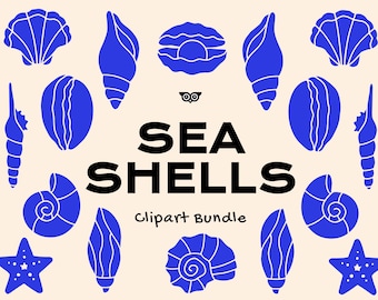 Paquete de imágenes prediseñadas de conchas marinas, siluetas de océano en formato PNG, archivos SVG submarinos, vectores de perlas, patrones de conchas.