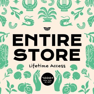 L'ensemble du magasin Bundle Clipart, clipart floral linogravure numérique, toute la boutique clipart Linoprint et logos Mega SVG bundle numérique, images PNG