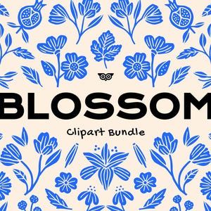 Bloesem clipartbundel, handgetekende linosnede bloem PNG, Floral SVG-bestanden, bewerkbare botanische kunst, bloem illustraties, rozen vector