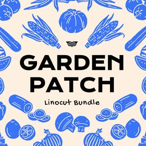 Garden Patch Linocut Bundle | Vegetable Icons | Fruit PNG | Vegetable clipart | Instant Download | Linoprint design | Simple Fruit images