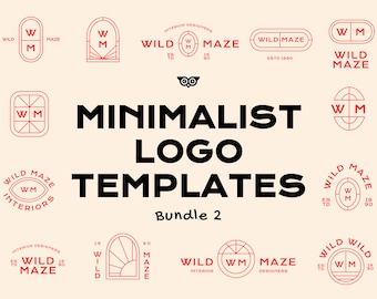 Minimalist Logo Templates Bundle 2 | Instant Download | Simple Vector | Text monogram | Simple badge design | Easy logo