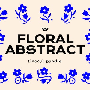 FLORAL Abstract Linocut Bundle | Floral Vector set | Instant Download | Botanical Vectors | Linoprint Vectors | Floral PNG | Floral Logo