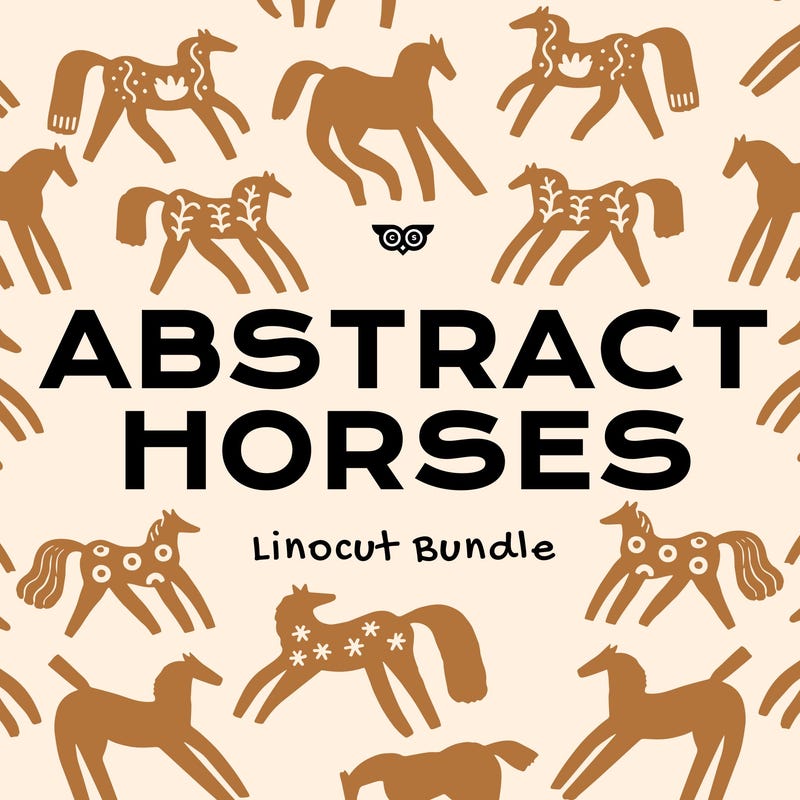Linocut Art Horse - Etsy