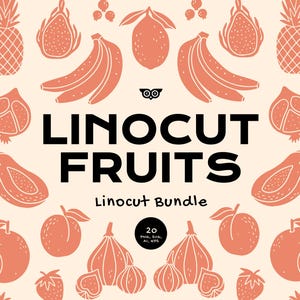 Linolschnitt Früchte, geschnittene Datei, handgezeichnete Bananen Illustrationen, SVG Obst Elemente, einfache Ananas PNG, Obst Muster, Erdbeer Design