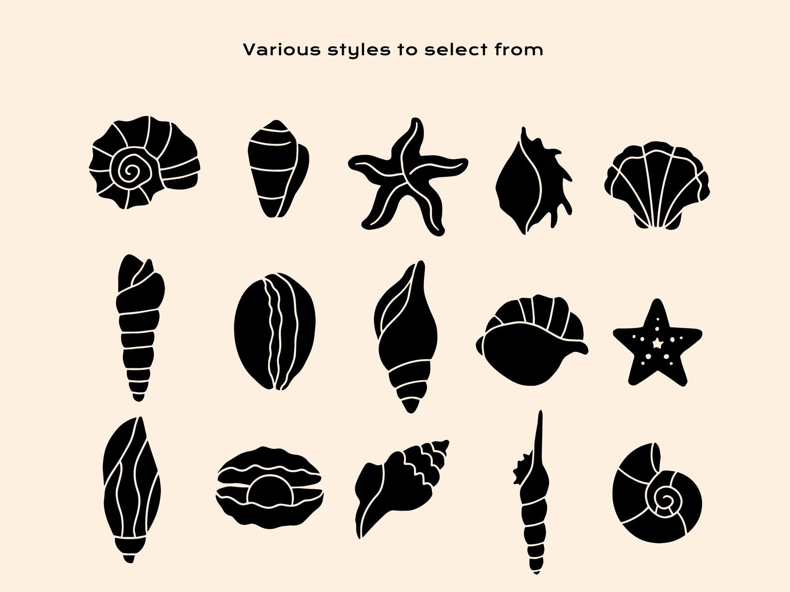 Sea Shells Clipart Bundle, Silhouette Ocean PNG, SVG Under Water Files ...
