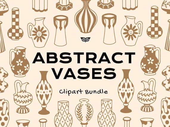 Abstract Vases Linocut Clipart Bundle | Modern Ceramic Vase SVG | Mid Century Vase Clipart | Minimalist Pottery Vector | Boho Home Decor PNG