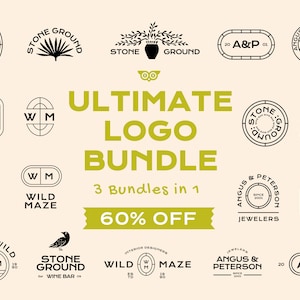 Ultimate Logo Bundle 60% OFF | 3 in 1 bundle | Logo templates | Minimalist Monogram | Premade Logos | Simple badge | Easy Logo | Vector icon