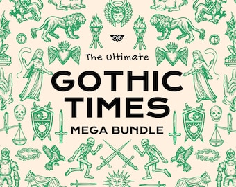 Gothic Linocut Mega Bundle | Medieval Clipart Pack | Dark Symbols, Occult, Tattoo Flash, Vintage Engraving SVG AI EPS