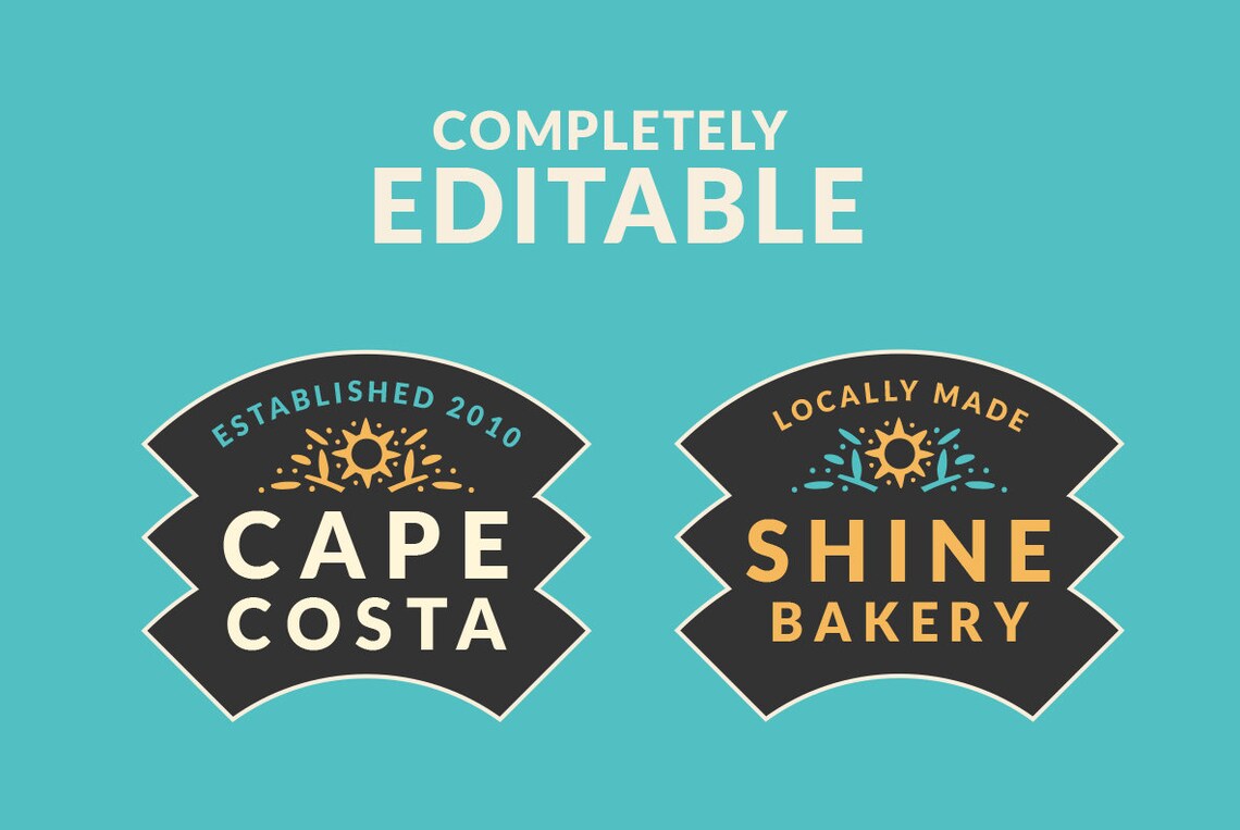 Premade Badge Design V2, Instant Download Simple Badge, Text Badge, Watermark Logo, Modern Badge