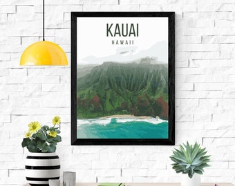 Kauai Hawaii Travel Poster Retro