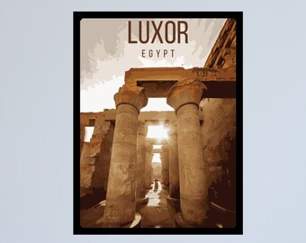 Cartel de viaje retro del templo de Karnak de Luxor Egipto imprimible