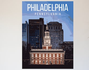 Cartel de viaje retro de Filadelfia Pensilvania EE. UU. Imprimible