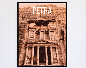 Petra Jordan Wadi Rum Retro Cartel de viaje imprimible