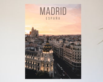 Cartel de viaje retro de Madrid España España imprimible