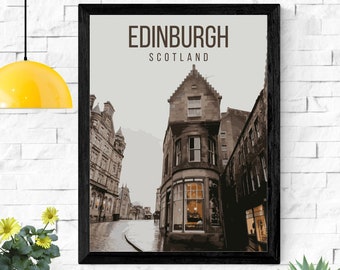 Cartel de viaje retro de Edimburgo, Escocia, Reino Unido, imprimible