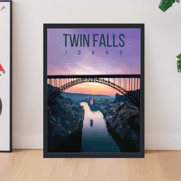 Twin Falls Idaho Retro Travel Poster Printable