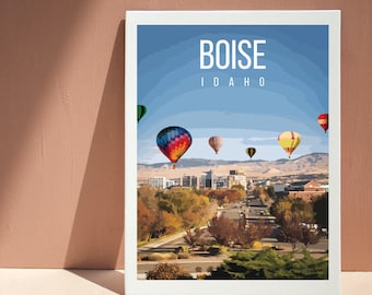 Cartel de viaje retro de Boise Idaho imprimible