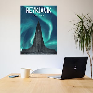 Reykjavik Iceland Retro Travel Poster