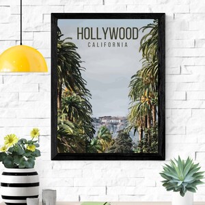 Hollywood Los Angeles California Retro Travel Poster Printable
