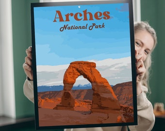 Cartel imprimible retro del Parque Nacional Arches