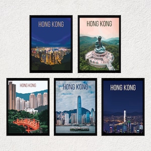 HONG KONG 5 PACK Retro Travel Poster Printables