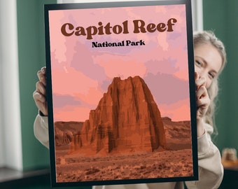 Cartel de viaje retro del Parque Nacional Capitol Reef Utah imprimible