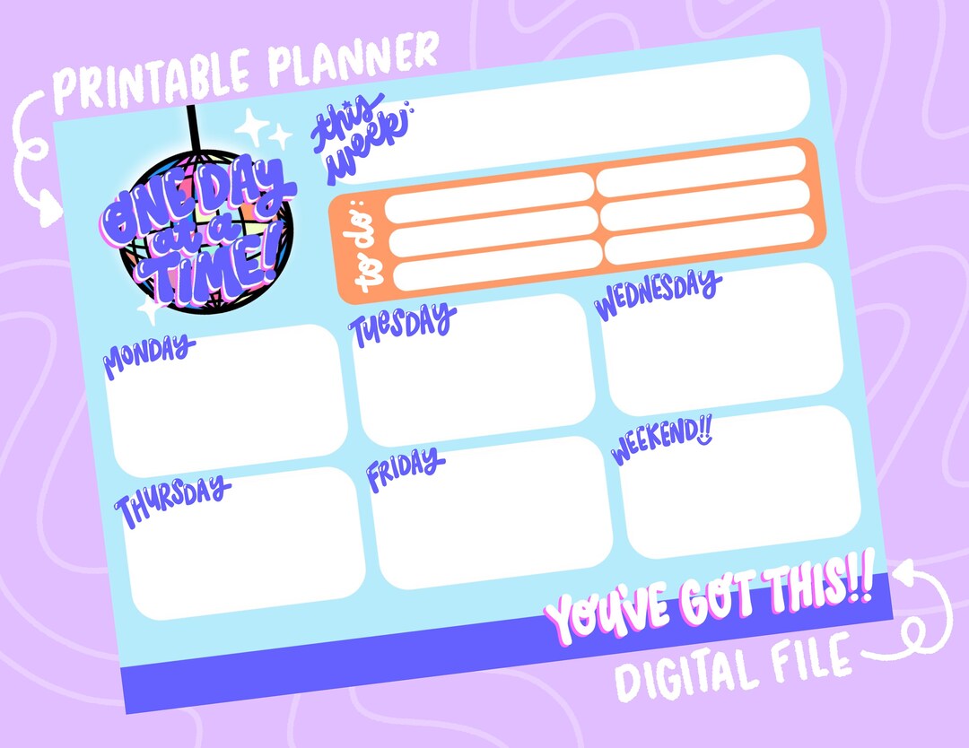 Printable Weekly Calendar Todo Template Use on Paper in Etsy