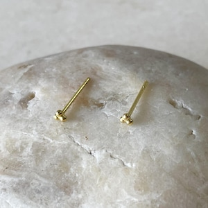 Gold Trinity Studs: Handmade 14K Gold Sterling Silver Earrings