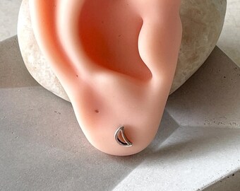 Sterling Silver Crescent Moon Studs: Tiny Celestial Earrings