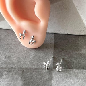 Sterling Silver Horse Studs: Minimalist Animal Earrings