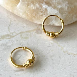 10mm Gold Plated Sterling Silver Bali Hoop Earrings