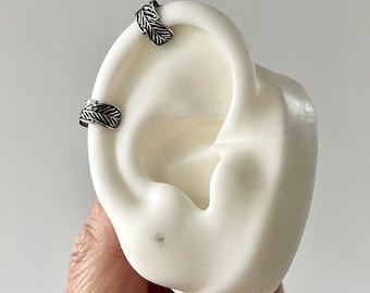 Sterling Silver Leaf Ear Cuff - Adjustable No Pierce Ear Wrap
