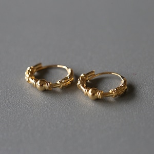 12mm Gold Plated Bali Hoop Earrings: Sterling Silver