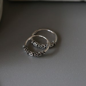 14mm Silver Bali Hoops - Bali Hoops - Sterling Silver 925 (BA63)