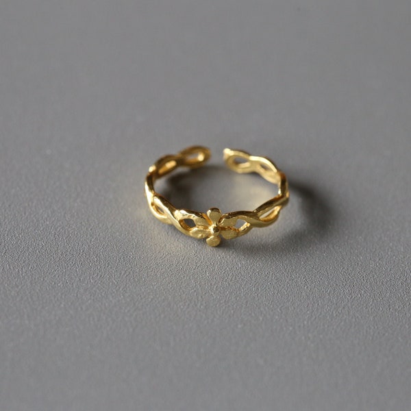 Gouden Teenring - Verstelbare Teenring - Verstelbare Ring -Verguld Sterling Zilveren Ring - Sterling Zilver 925 (281)