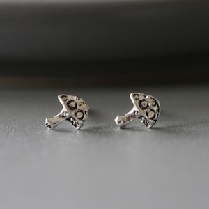 Mushroom Studs - Silver Mushroom Studs - Mushroom Earrings - Sterling Silver 925 (103)