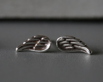 Pendientes de plata de ley con forma de alas de ángel: Pendientes minimalistas de estilo bohemio.